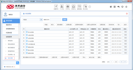 华天动力OA办公系统中的审批（六）审批模板