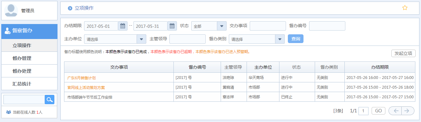 华天动力OA系统体验之督查督办