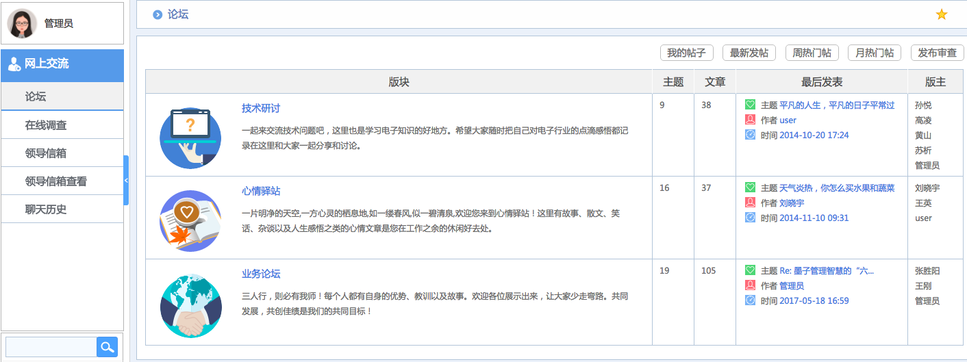 华天动力OA系统体验之网上交流