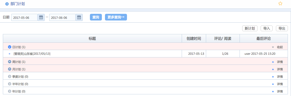 华天动力OA系统体验之部门工作