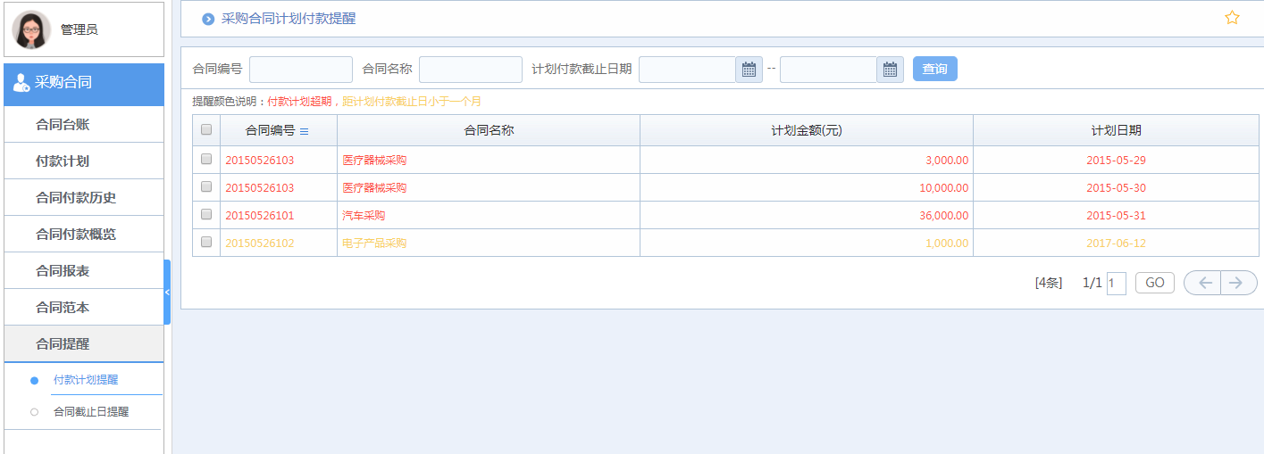 华天动力OA系统体验之合同管理