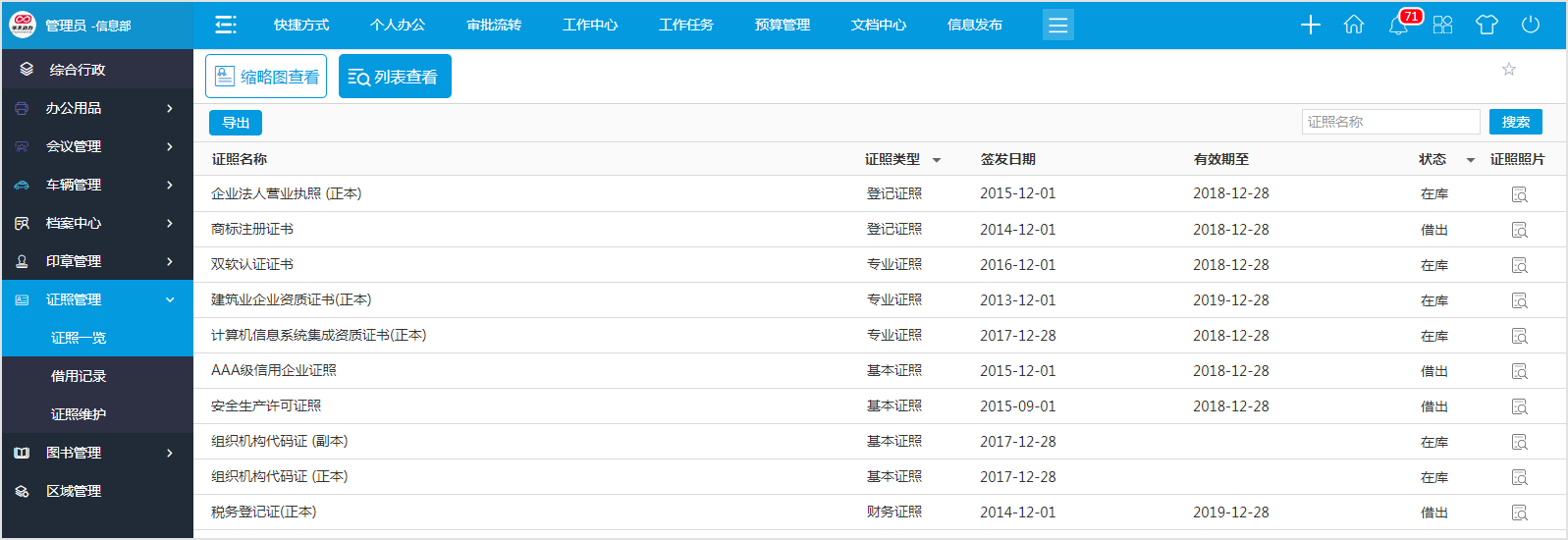 怎么用OA系统管好企业证照？