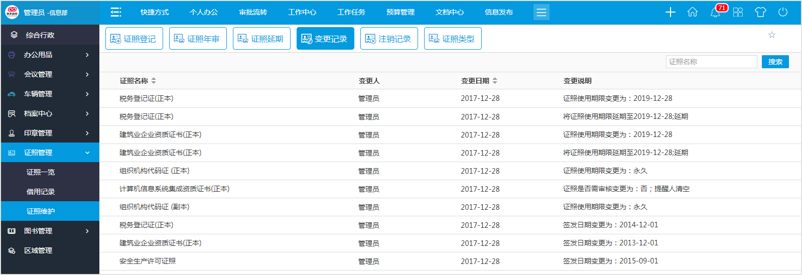 怎么用OA系统管好企业证照？