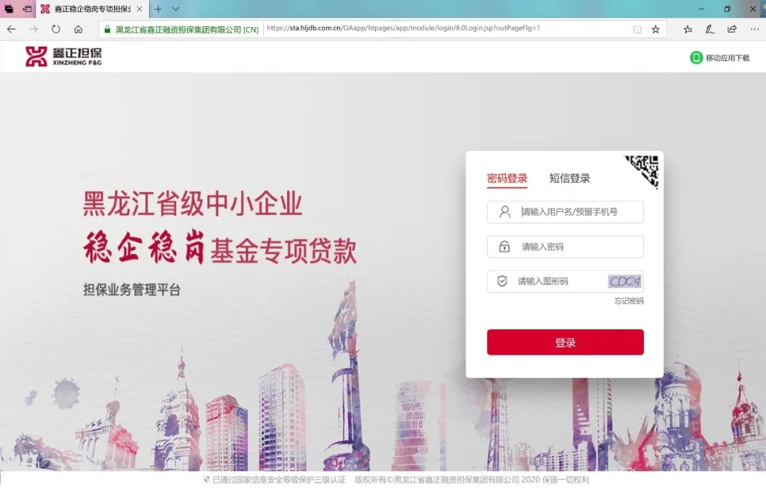 华天动力OA协助鑫正担保“双稳平台”通过“等保三级”审验