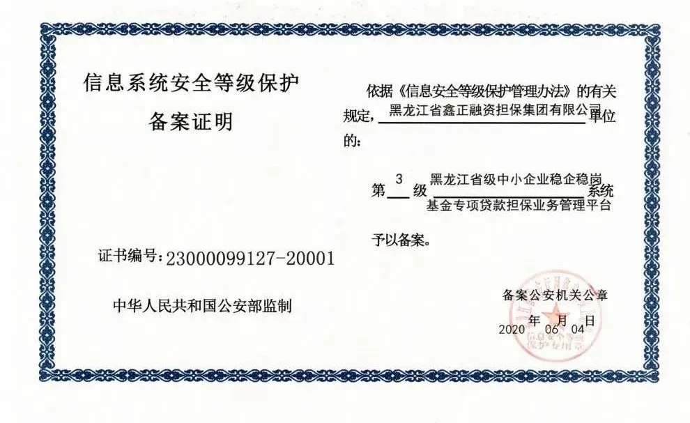 华天动力OA协助鑫正担保“双稳平台”通过“等保三级”审验